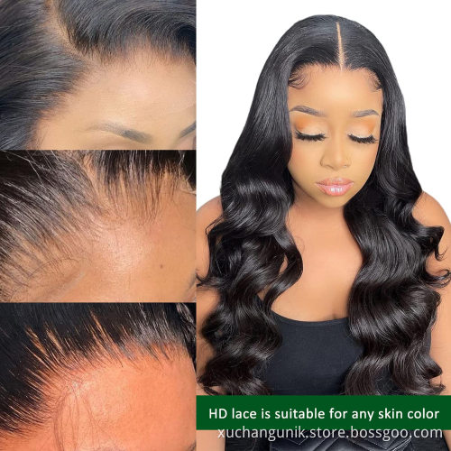 Uniky Wholesale Lace Wig Human Hair Vendor Real Mink Brazilian Cuticle Aligned Human 1b# Virgin Hair Lace Front Wig Body Wave